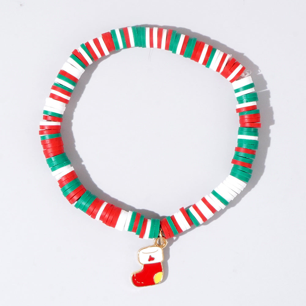 Wholesale Christmas Alphabet Apple Copper Beads Ceramic Beaded Bracelet Set ACC-BT- GWL001