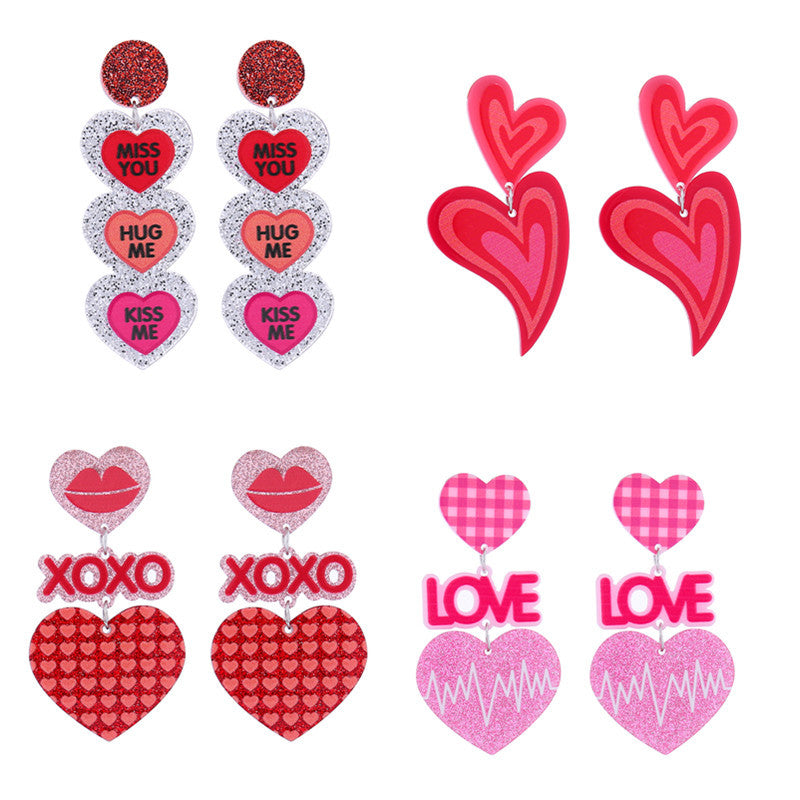 Wholesale Valentine's Day  Lover Text Acrylic Earrings