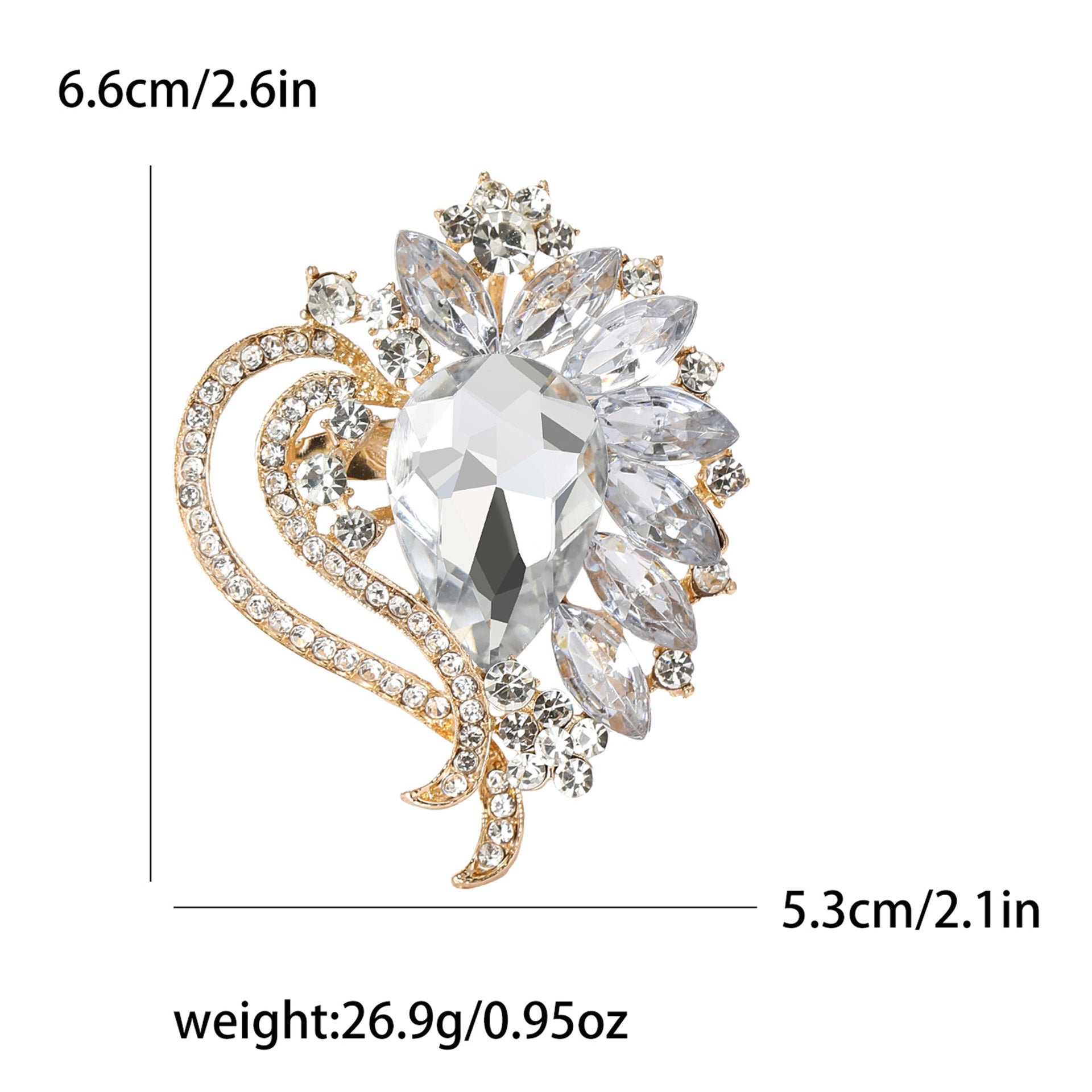 Wholesale Flower Brooch Pin Alloy Red Crystal Glass Style Women S Party Fashion Accessory