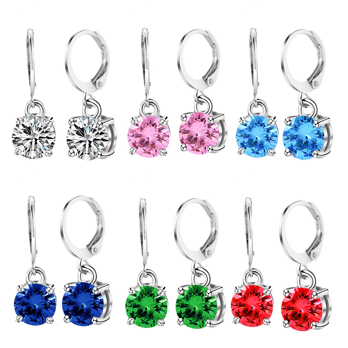 Wholesale  Luxury Zircon Ear Studs Set   Geometric Shaped Earring