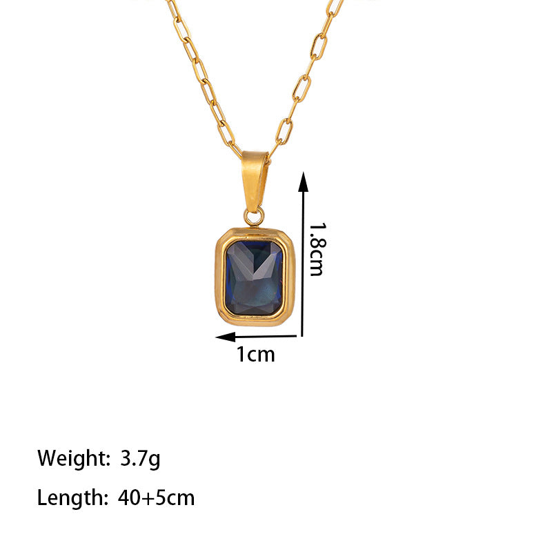 Wholesale Vintage Titanium Steel Plated 18K Gemstone Necklaces ACC-NE-Qiyun006