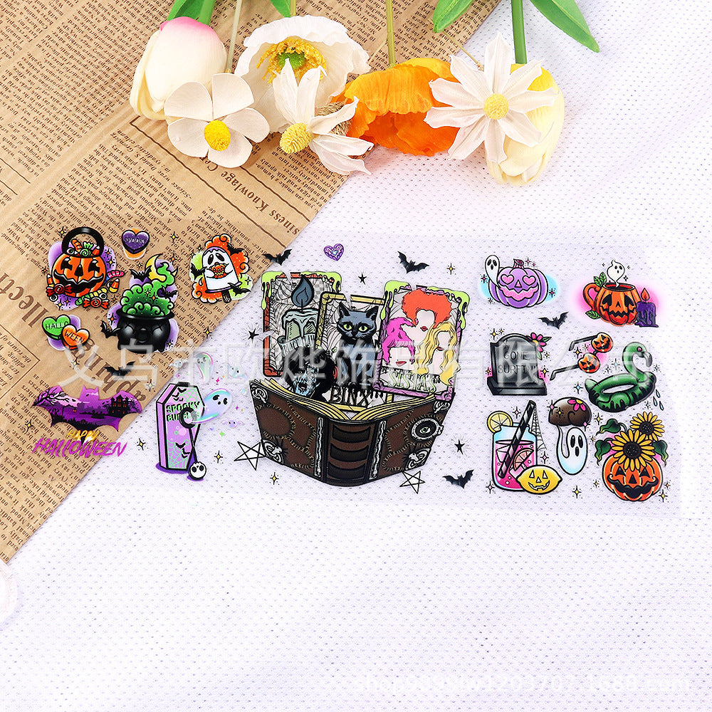 Wholesale Cartoon UV  16oz transfer stickers crystal stickers tear film leaving words crystal stickers glass stickers