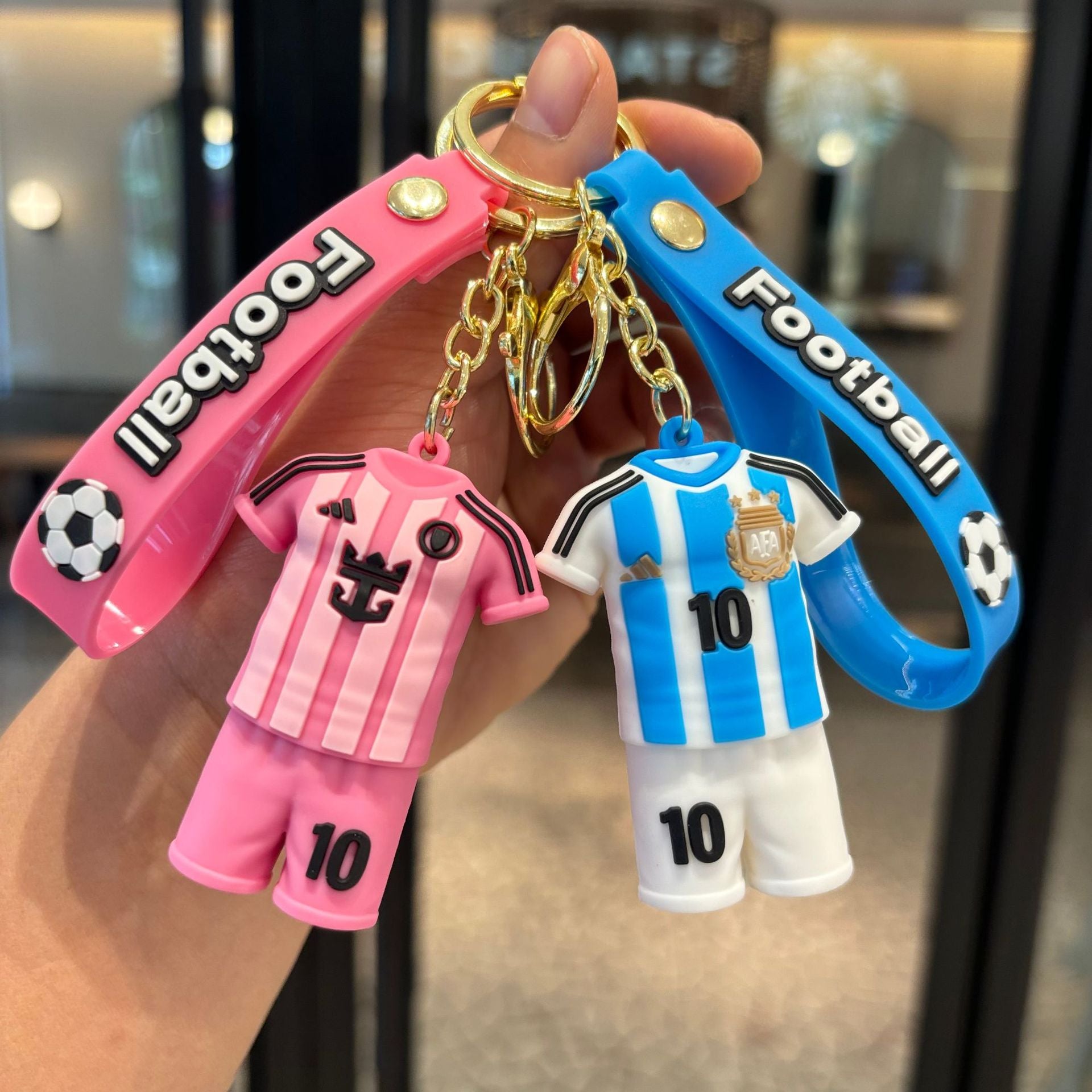 Wholesale European Style PVC Football Jersey Keychain Stylish Bag Charm Gift