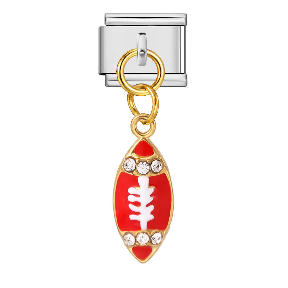 Wholesale Stainless Steel Sports Themed DIY Bracelet with Italian Module Design - Fashion Jewelry Accessory for Everyday Wear