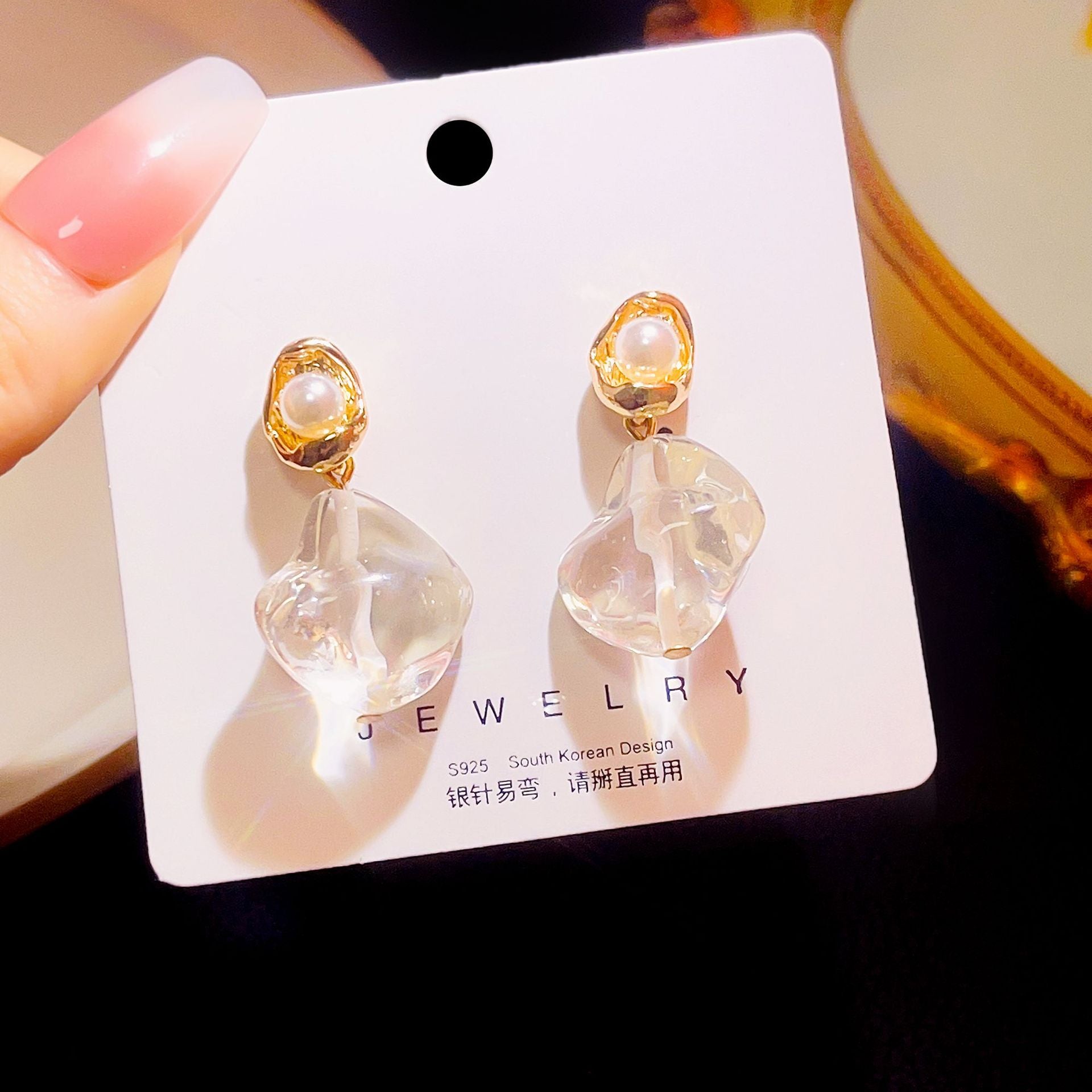 Wholesale Bow Diamond Moonstone Pearl Pendant Light Luxury Elegant Earrings