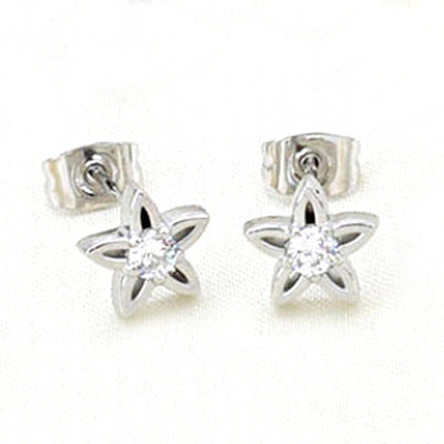 Wholesale Stainless steel heart-shaped butterfly flower zircon man-made pearl earrings