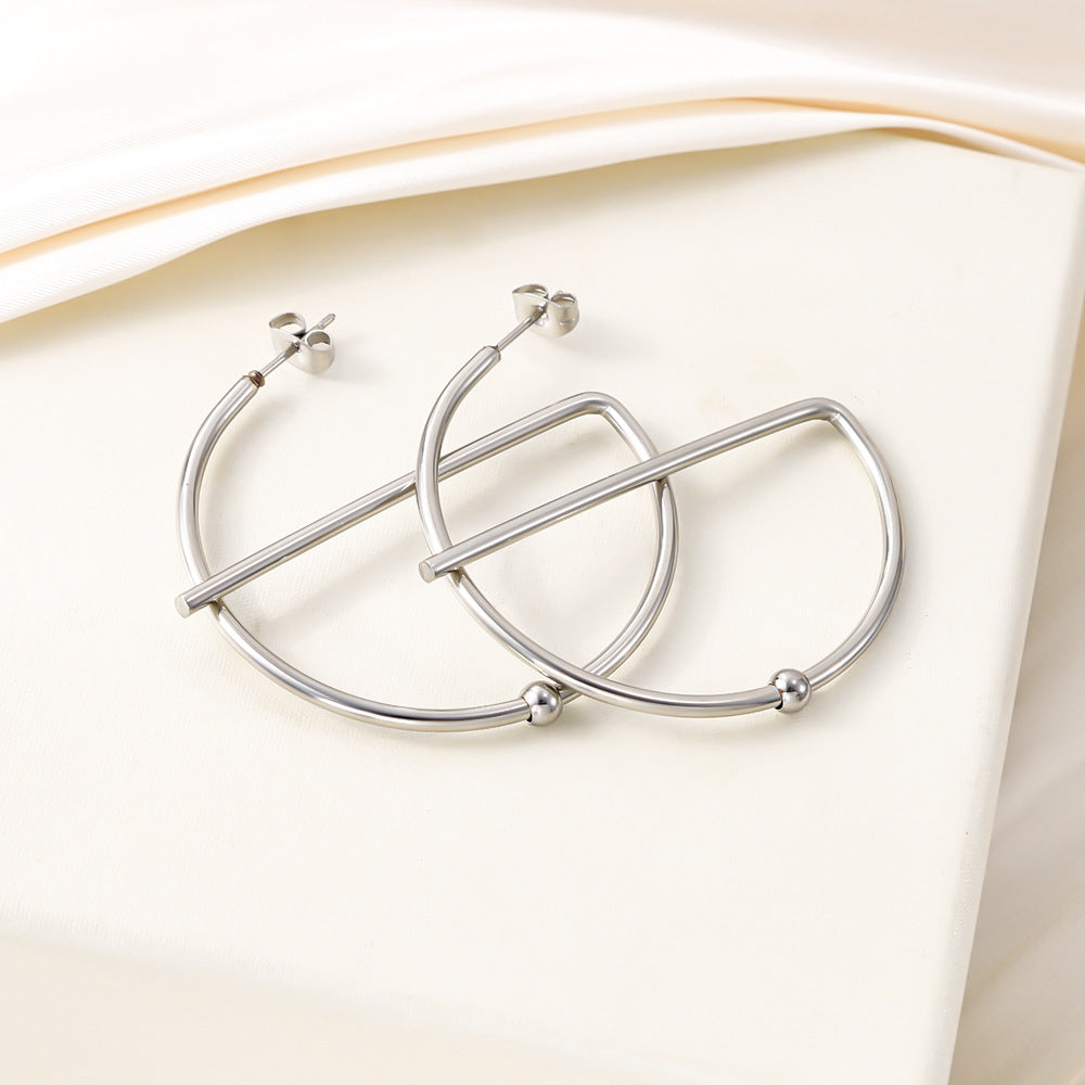 Wholesale Minimalist Geometric Stainless Steel Earrings Trendy Everyday Fashion Accessory