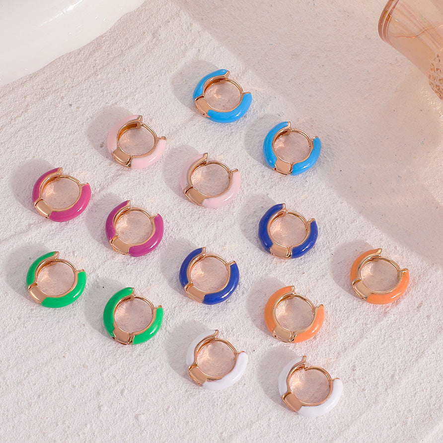 Wholesale  color drop oil C- shaped earrings