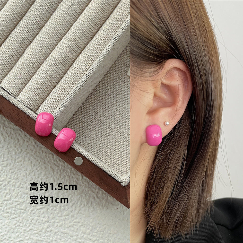 Wholesale Candy Color Geometric Square Circle C Shape Earrings