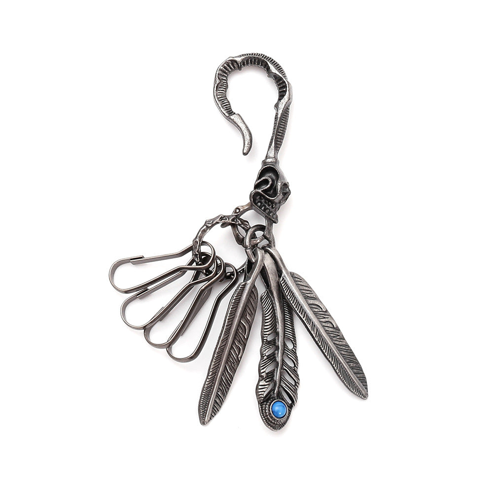 Wholesale Vintage Turquoise Feather Keychain