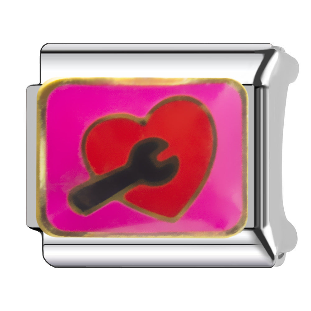 Wholesale Heart-Shaped Italian Module Bracelet Stainless Steel Dripping Oil Fashion Jewelry Accessory Gift