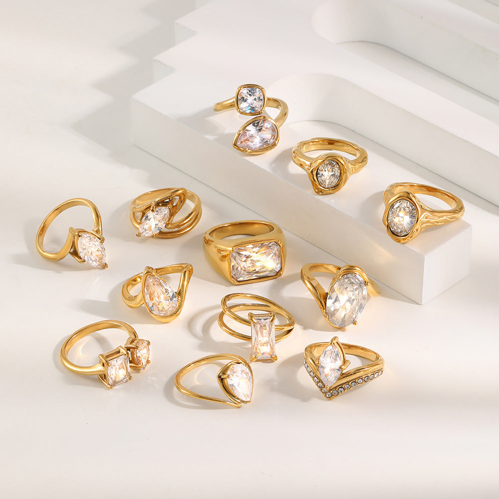 Wholesale Teardrop Marquise Ring,  Stainless Steel Gold Plated Fashion Accessory for Boutique Resale