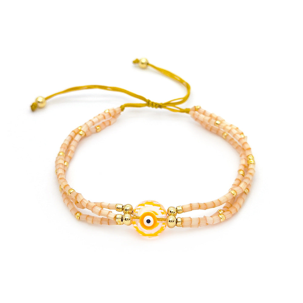 Wholesale boho style multi-layered colorful rice beads beaded braided bracelet ACC-BT-Qiqi001