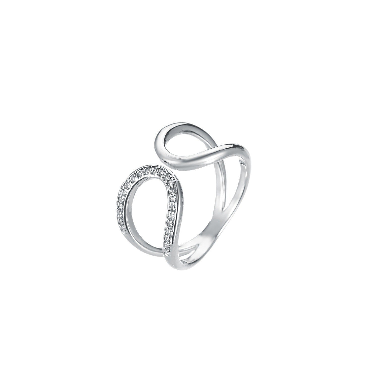 Wholesale Geometric Line Design Sense  Full Diamond  Ring