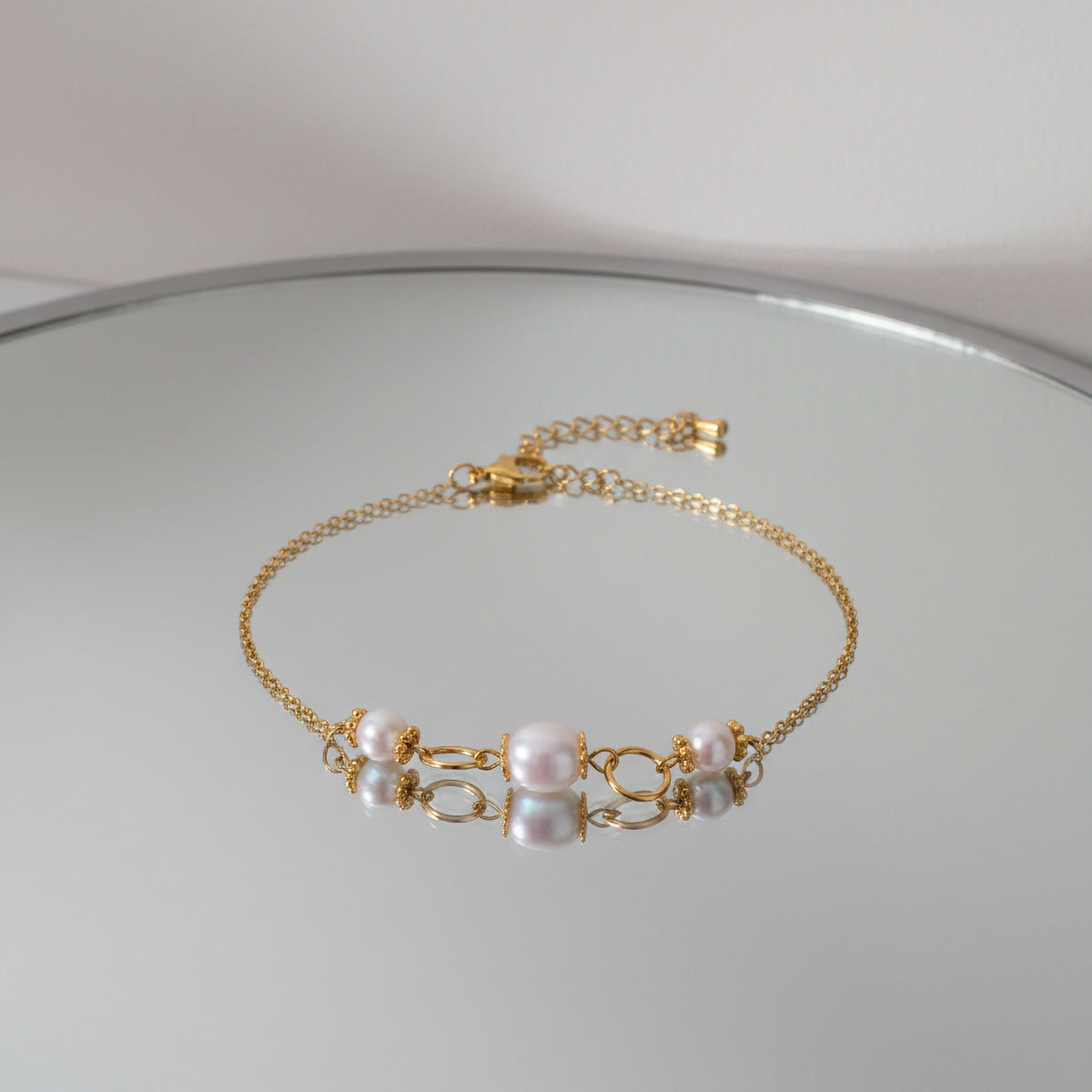 Wholesale Stainless Steel Electroplated Freshwater Pearl Bracelet,  European American Style Fashion Jewelry Accessory