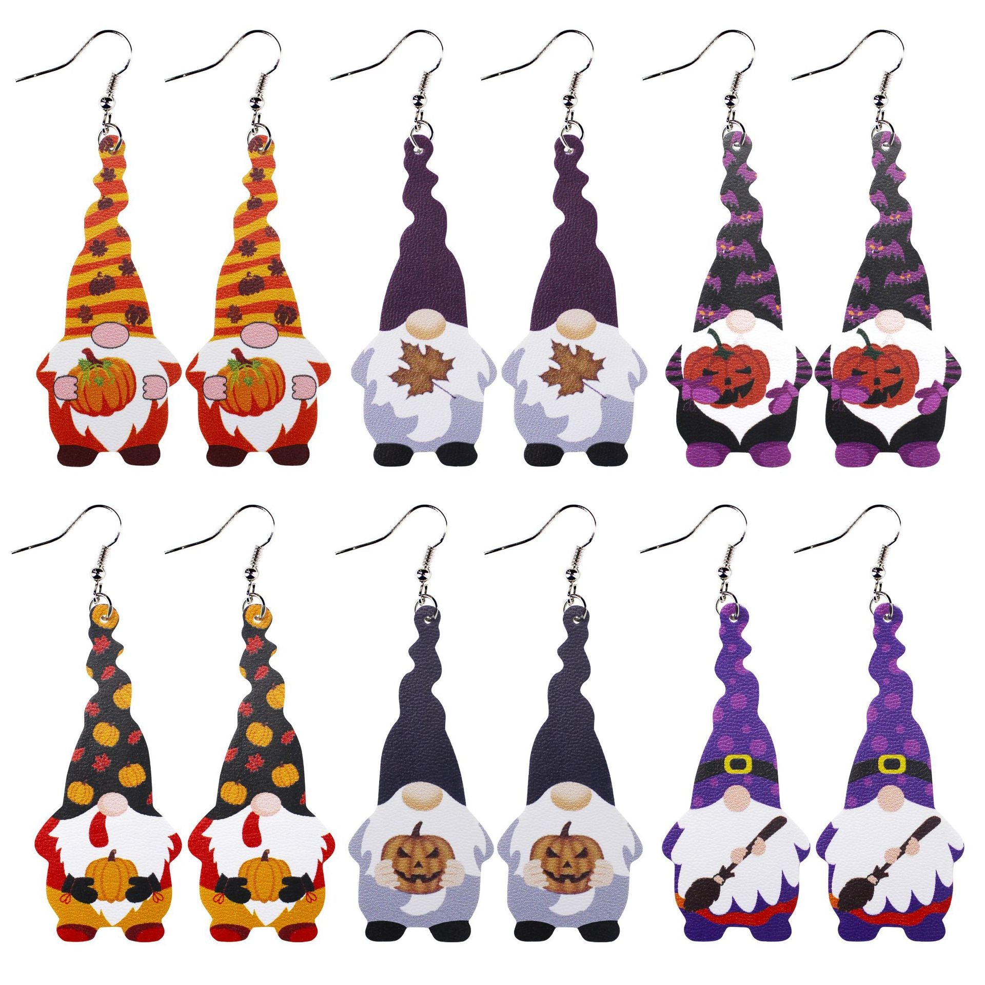Wholesale Halloween Thanksgiving Small Leather Earrings