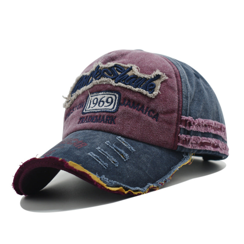 Wholesale Retro Hole Hat Washed Baseball Cap Letter Embroidery Hole Cap ACC-HT-Xiny003