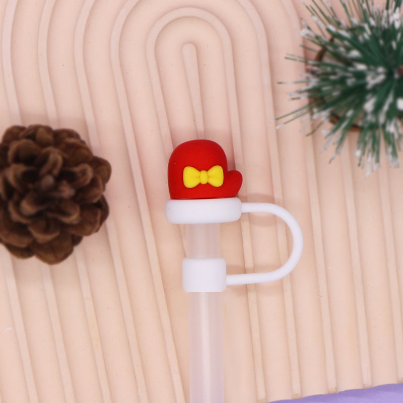 Wholesale Trendy Christmas Silicone Straw Caps Cartoon Party Straw Toppers For 8Mm 10Mm Straws Resale