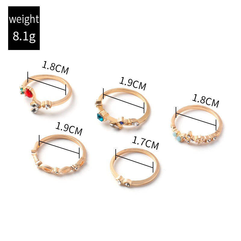 Wholesale  fashion opening gold-plated flowers 5 ring set