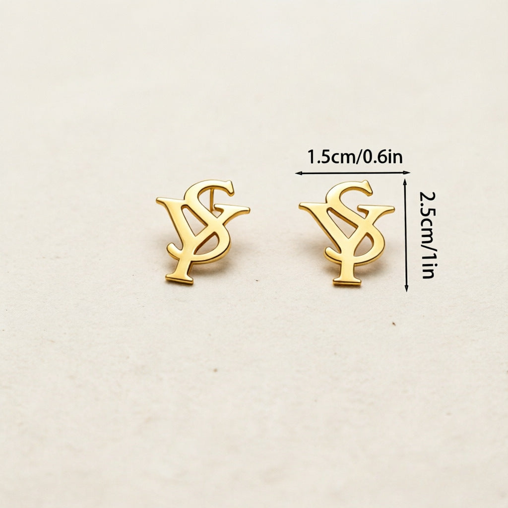 Wholesale Letter Earrings Stainless Steel Gold Plated Jewelry Accessory Gift