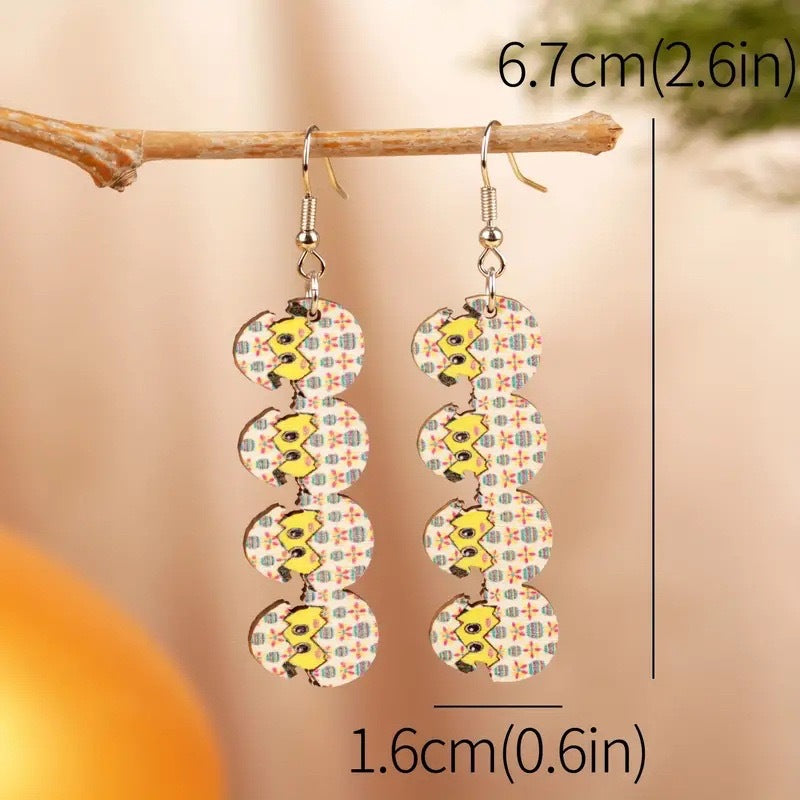 Wholesale easter broken egg shell wooden earrings cute style wooden  earrings