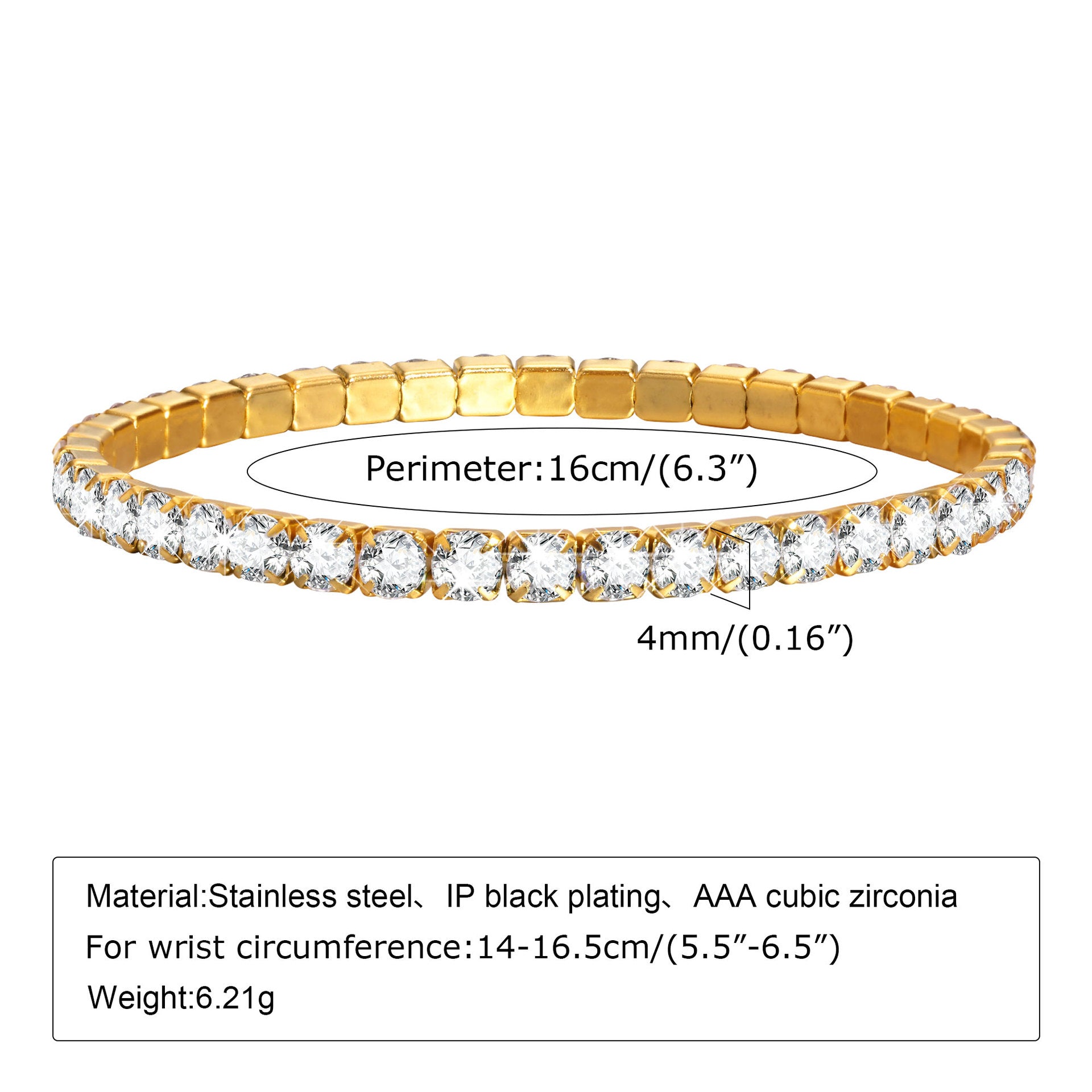 Wholesale Stainless Steel Gold Green Zircon Layered Bracelet For Women Stylish Fashion Jewelry Accessory Gift