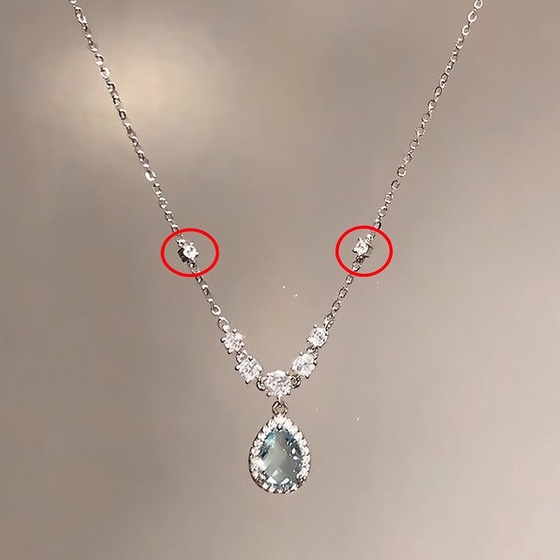 Wholesale Water Drop Zircon Chain Necklace for Women,  Niche New Trendy Light Luxury Style,  Popular Influencer Style,  Simple Versatile Clavicle Chain