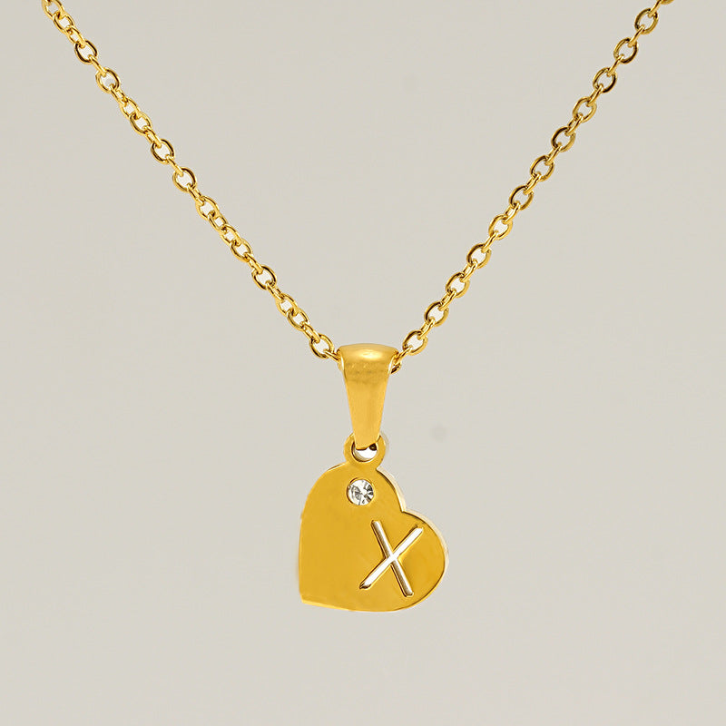 Wholesale Diamond Heart Letter Necklace ACC-NE-ZhongYao005