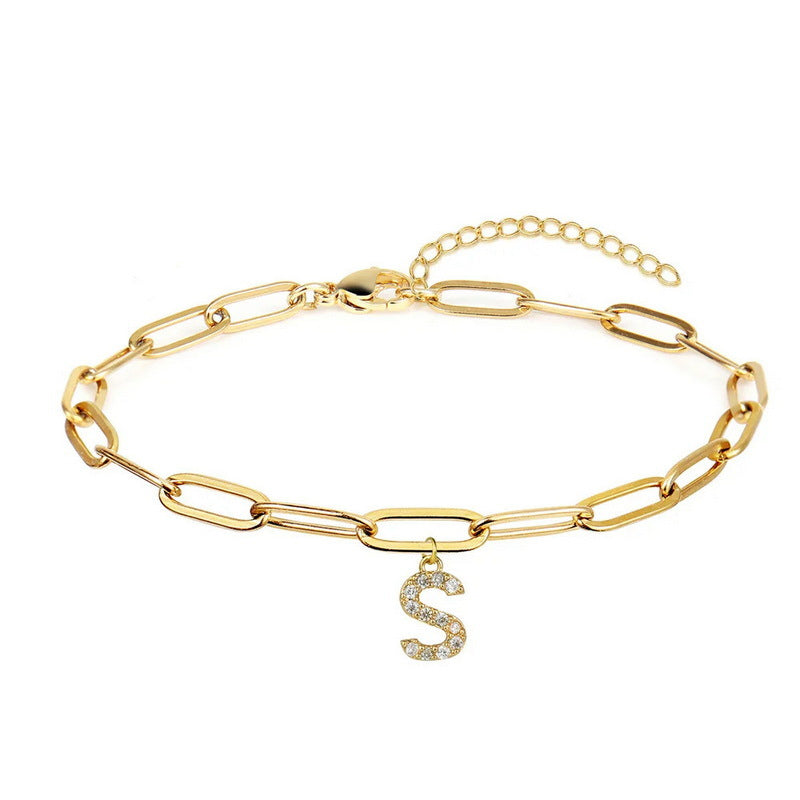 Wholesale 26 Letters Diamond Alloy Bracelet ACC-BT-YingHao003