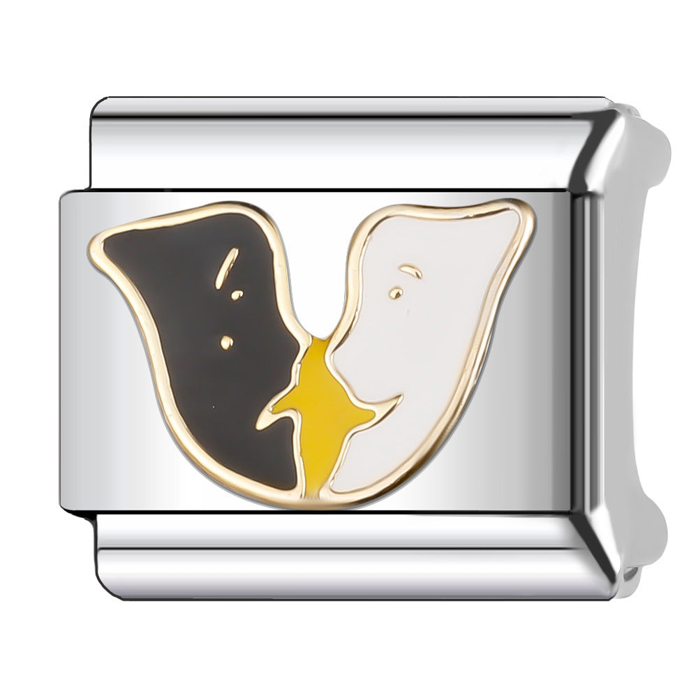 Wholesale Italian Charm Bracelet 9mm DIY Splicing Gold Chess Series Stainless Steel Composable Bracelet