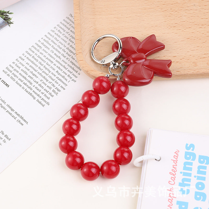 Wholesale Double-sided butterfly acrylic beaded keychain