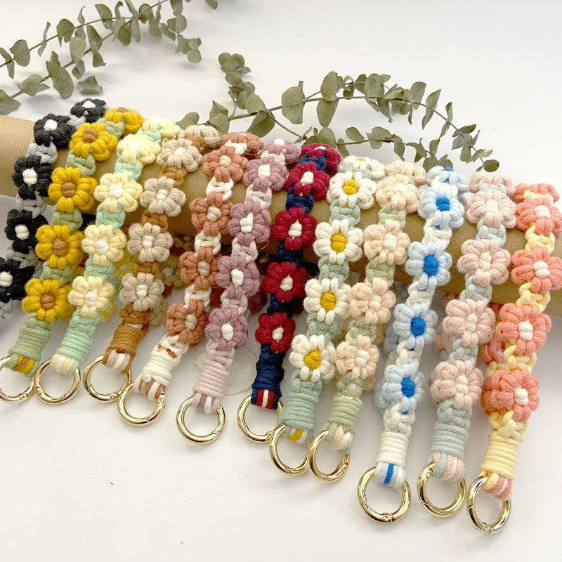 Wholesale Small Daisy Flower Mobile Phone Lanyard Keychain Bohemian Holiday Style Keychains ACC-KC-Huaien001