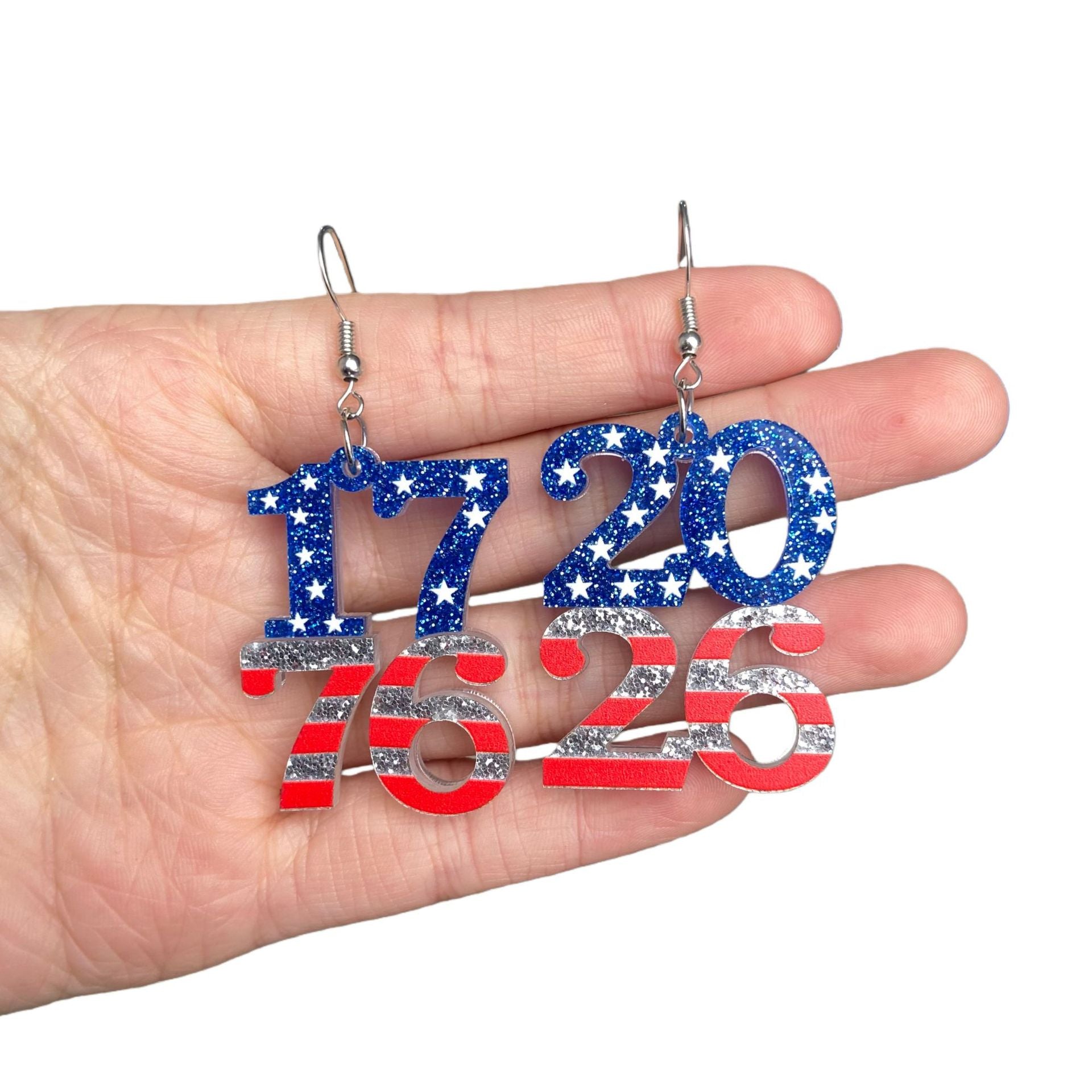Wholesale Independence Day  Acrylic Heart Earrings