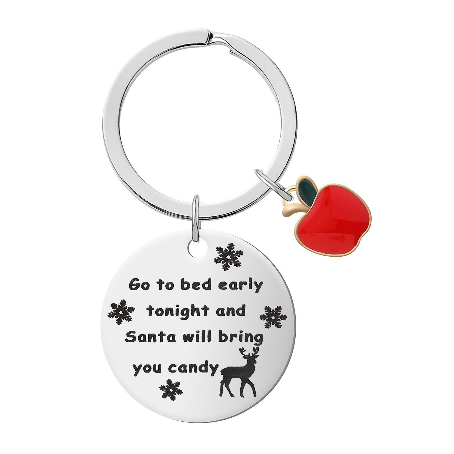 Wholesale Apple Christmas Stainless Steel Keychain