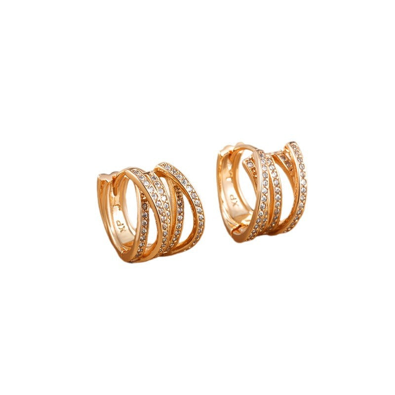 Wholesale  Geometric Round Zircon Ear Ring Earrings
