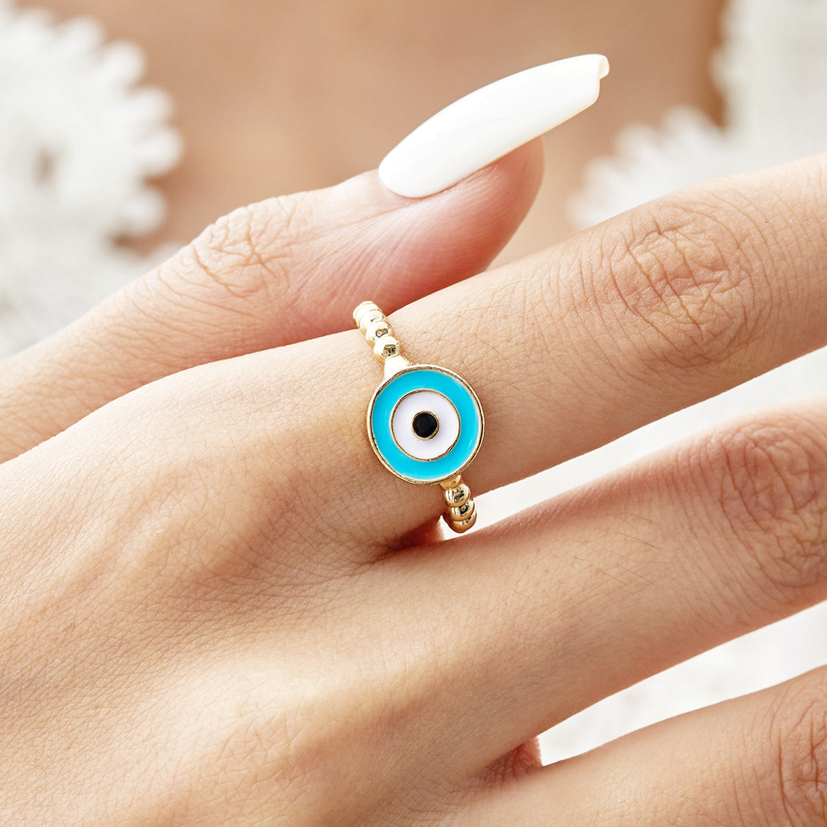Wholesale blue eye ring Devil eye opening adjustable ring
