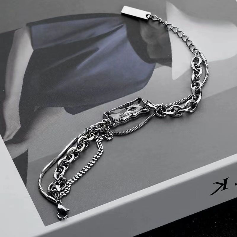 Wholesale Geometric Snake Bone Bracelet Titanium Steel Zircon Chain Jewelry Accessory Unisex