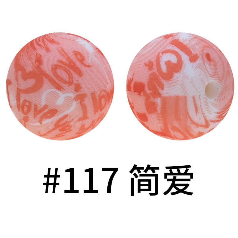 Wholesale 50pcs 15mm Western Style Leopard Skull Color Aztec Printed Silicone Balls Beads ACC-BDS-HeSheng008