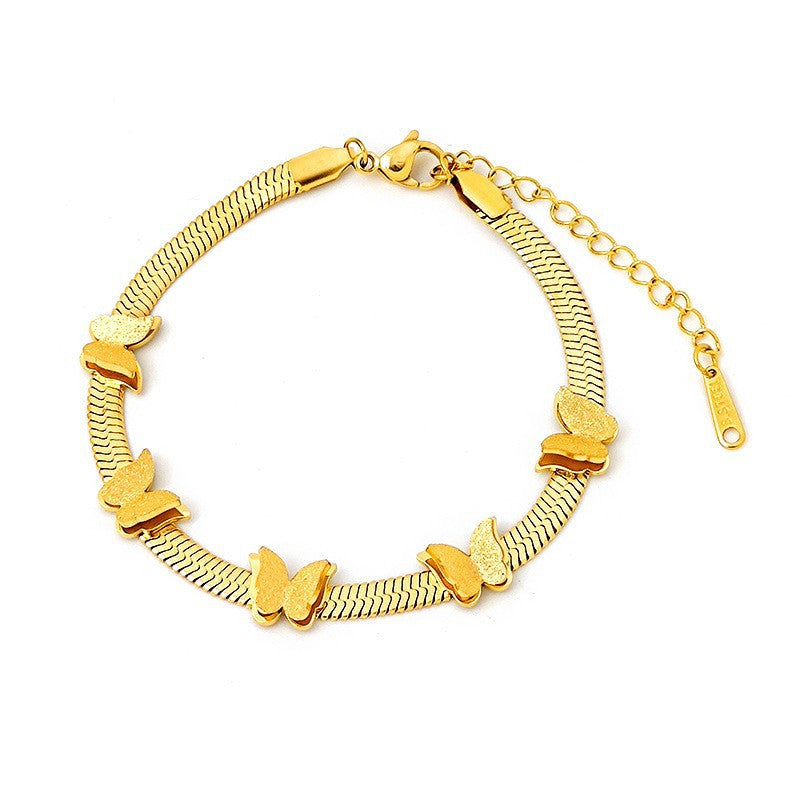 Wholesale Titanium Steel Butterfly Snake Bone Chain Bracelet Fashion Accessory Boutique Resale