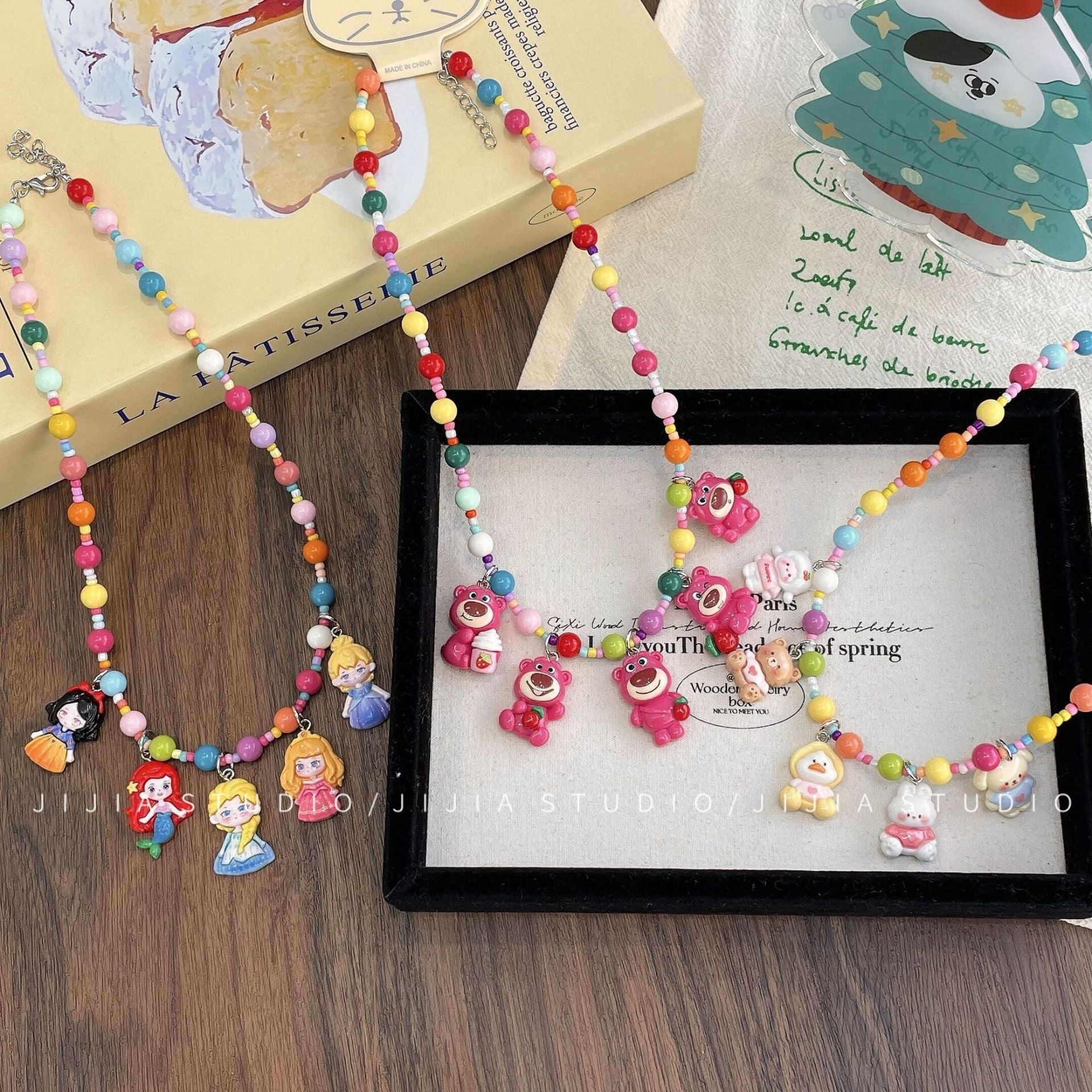 Wholesale Colorful cartoon Christmas beaded necklace
