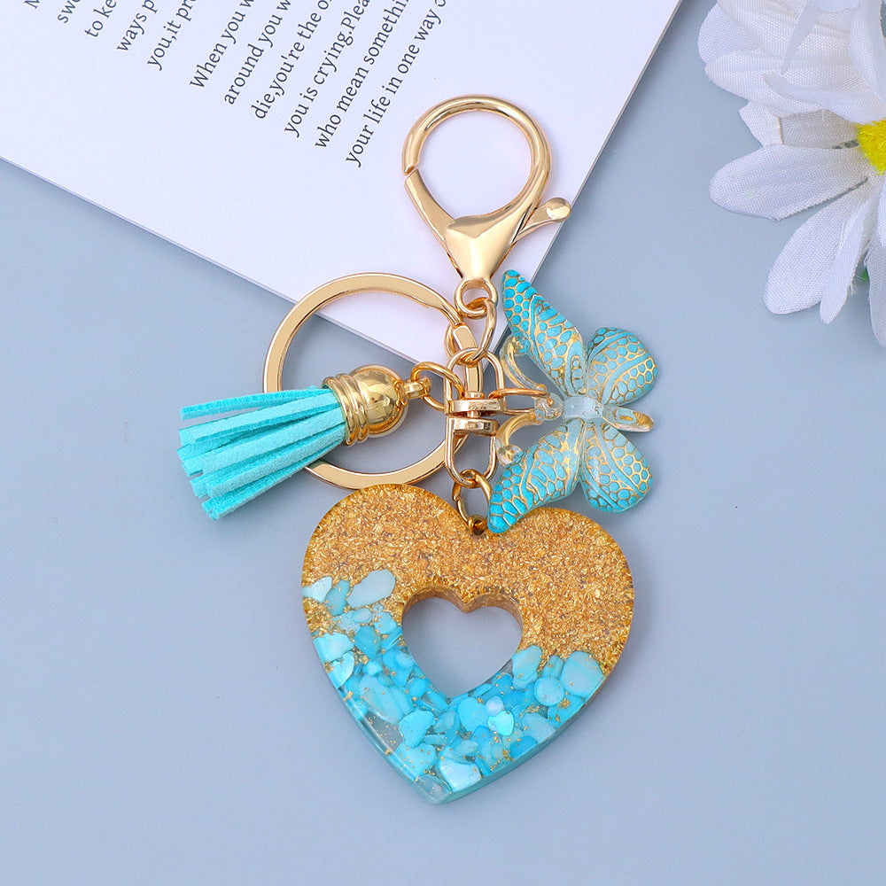 Wholesale Chic Heart Resin Keychain with Tassel - Boutique Bag Accessory Gift