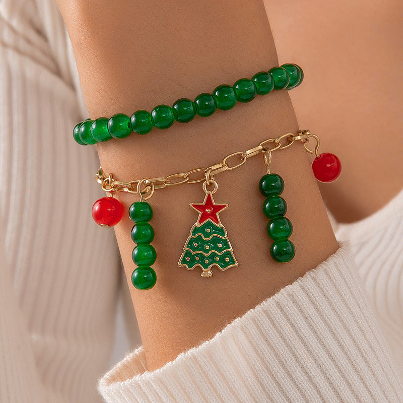 Wholesale Christmas Jewelry Cute Bell Elk Snowman Bracelet Set ACC-BT-YongGe007