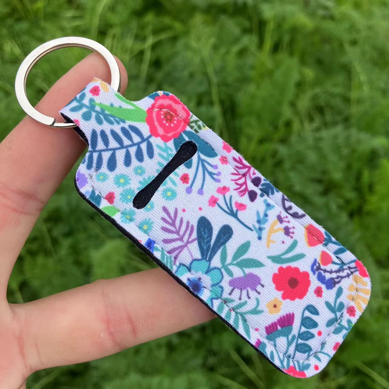 Wholesale Western Style Sunflower Leopard Print Lipstick Set Keychain Chapstick Holder ACC-KC-QiuXue005