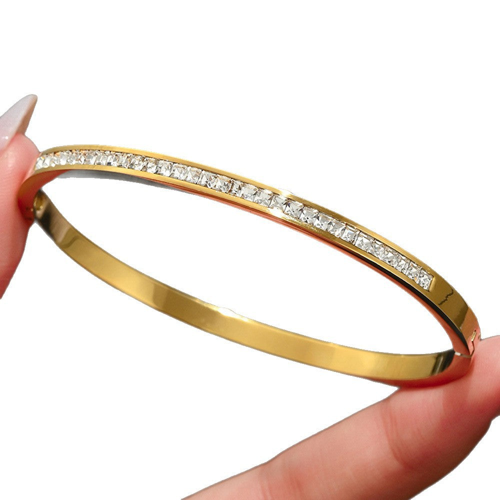 Wholesale Ins Style Cross Nail Micro-Set Zircon Bracelet Stainless Steel Electroplated Fashion Accessory