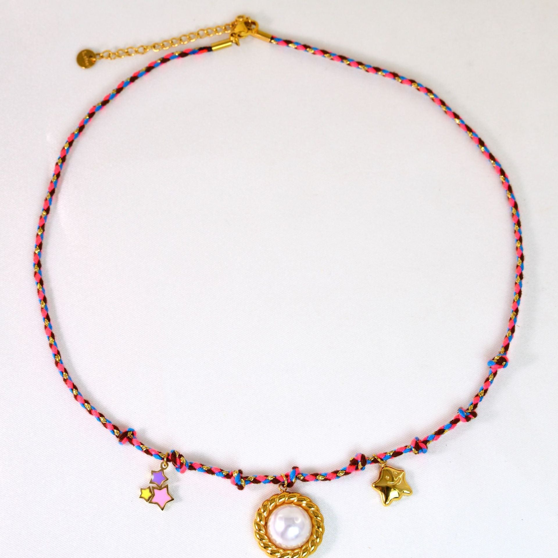 Wholesale Handmade Colorful Rope-Braided Titanium Steel Necklace with Multi-Pendant and Natural Stone,  Boutique Resale Jewelry Accessory