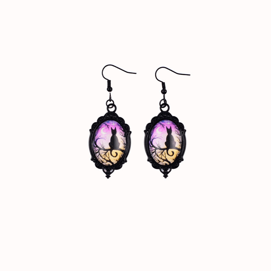 Wholesale  Pendant Earrings Ghost Pumpkin Dark Castle Design Zinc Alloy Electroplated Fashion Jewelry For Party Boutique Resale