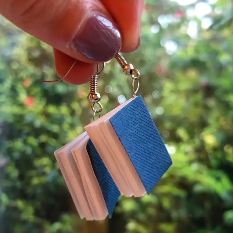 Wholesale  Back to School Season Three-dimensional Book Pendant Earrings