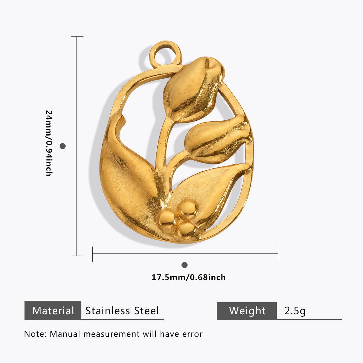 Wholesale 5pcs Stainless steel 18K vacuum plating color  flower pendant