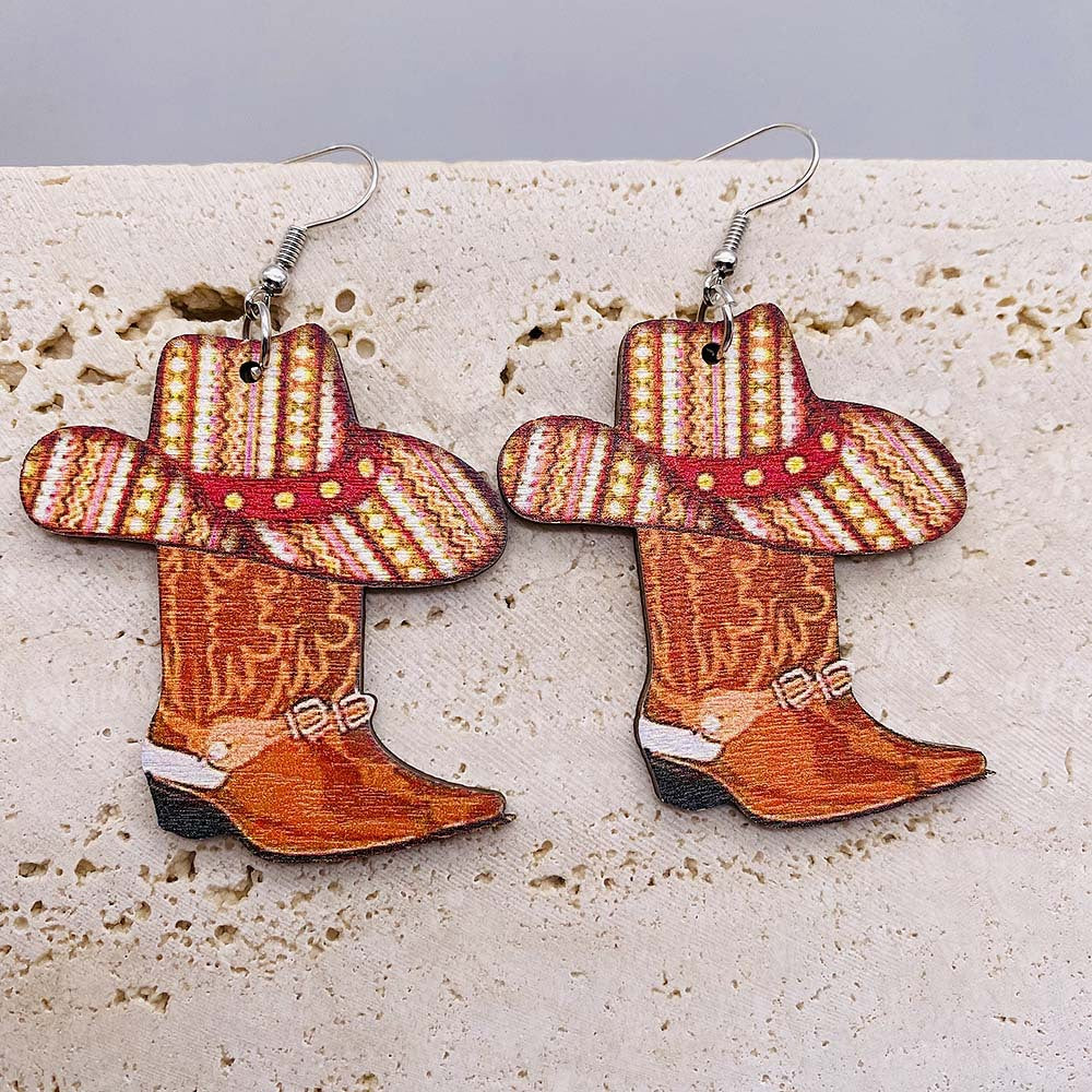 Wholesale Western cowboy  earrings Wood Earrings