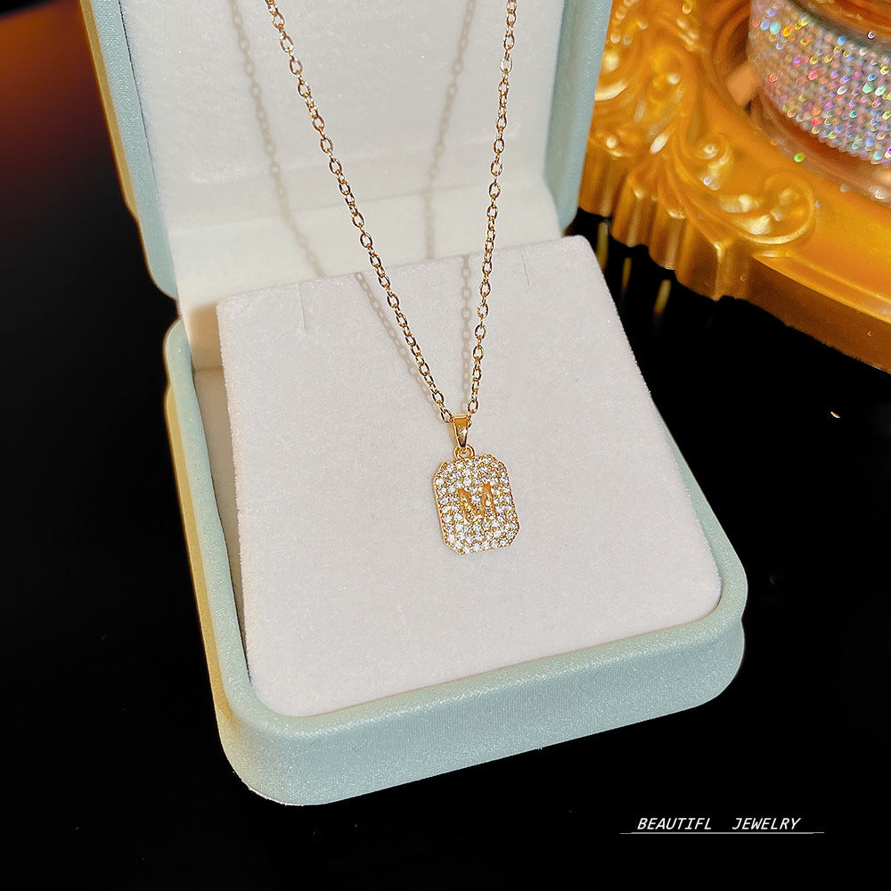 Wholesale Micropaved Zirconia Clavicle Chain Titanium Steel Necklaces Choker Necklace ACC-NE-Xiyue005